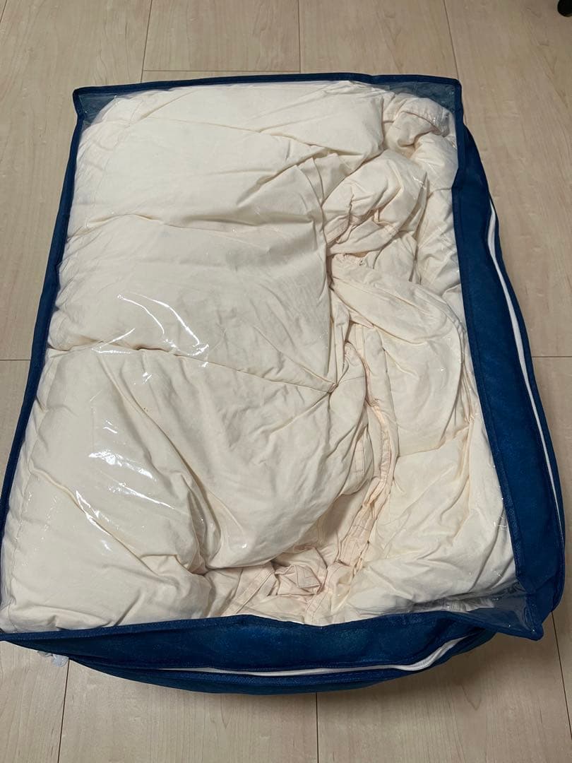 羽毛布団 日本製 400dp 羽毛布団 ホワイトダックダウン シングル 美品