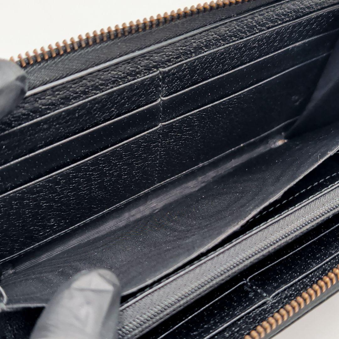 極美品 GUCCI アニマリエ ゴールドビー 長財布 グッチ レザー ブラック