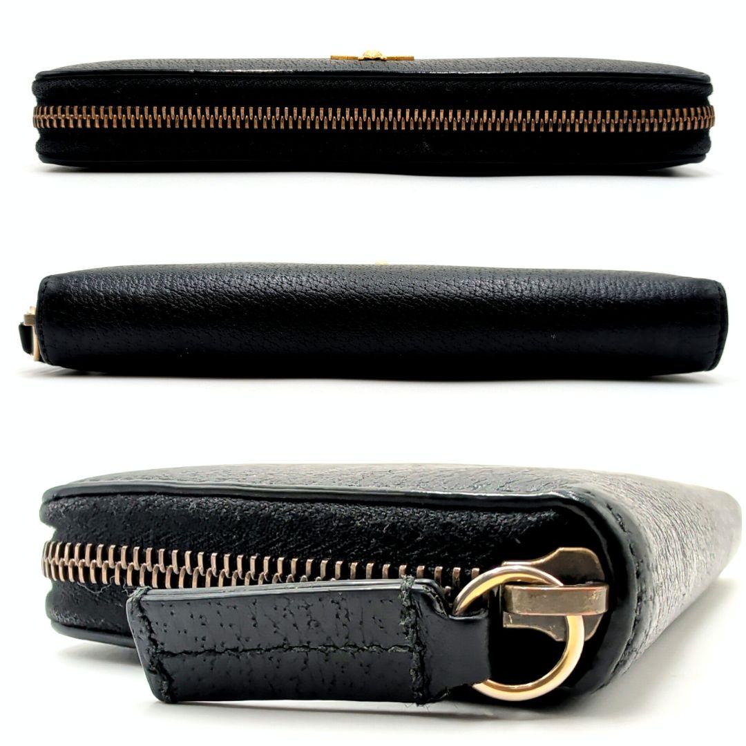 極美品 GUCCI アニマリエ ゴールドビー 長財布 グッチ レザー ブラック