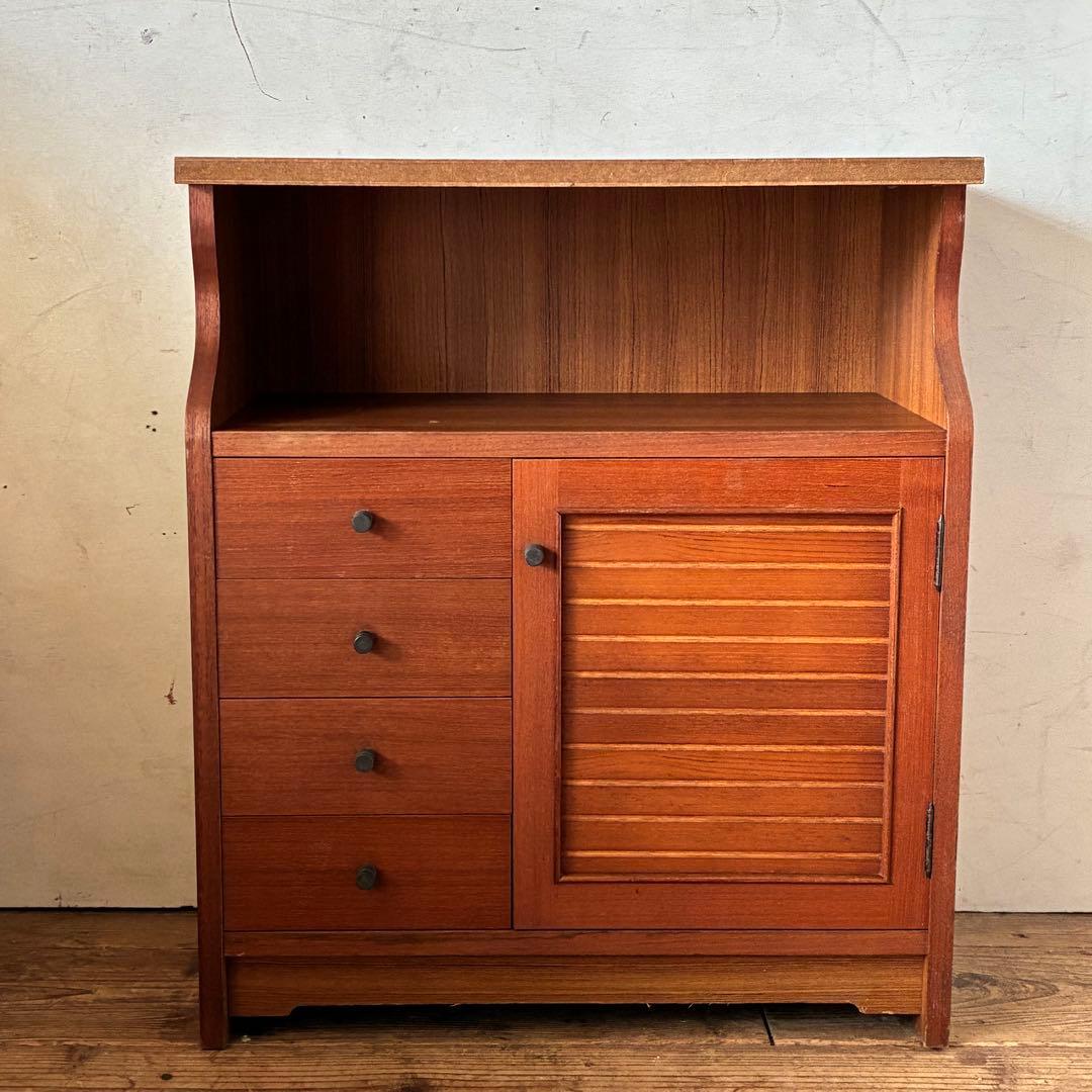 国産ヴィンテージ チーク突板 引出し ミニチェスト 収納 サイドボード