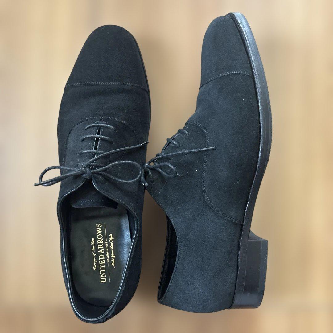 ユナイテッドアローズ ブラック スエード ストレートチップ シューズ 8 1/2