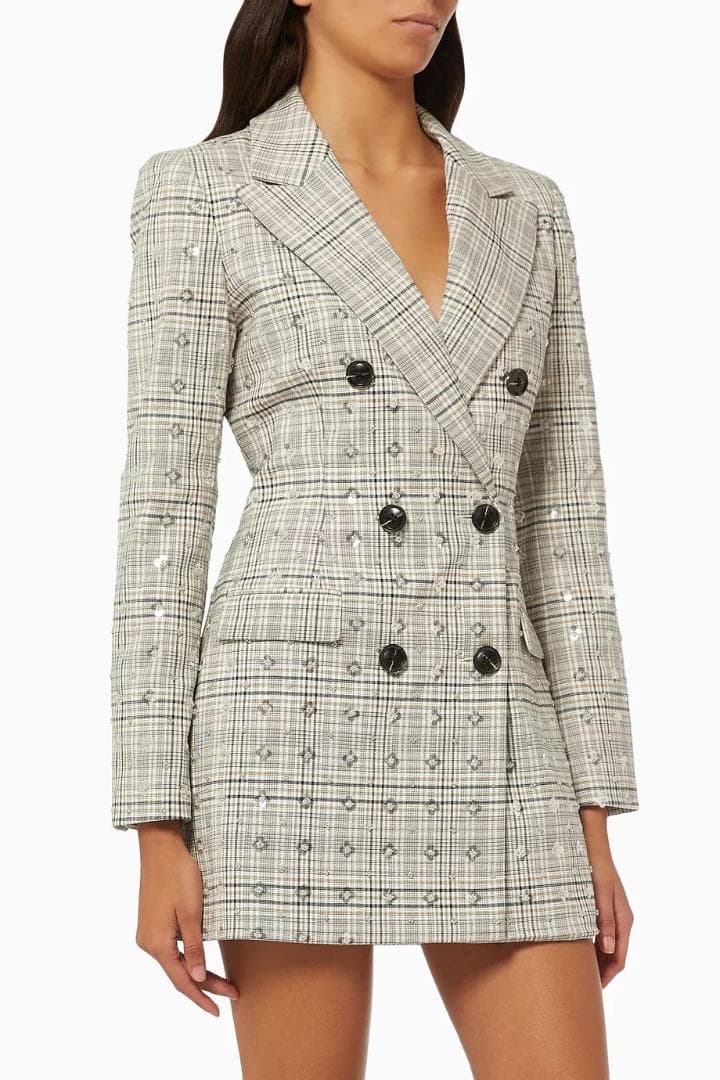 M*G様 セルフポートレイト ブレザー ワンピース チェック柄 グレー UK4