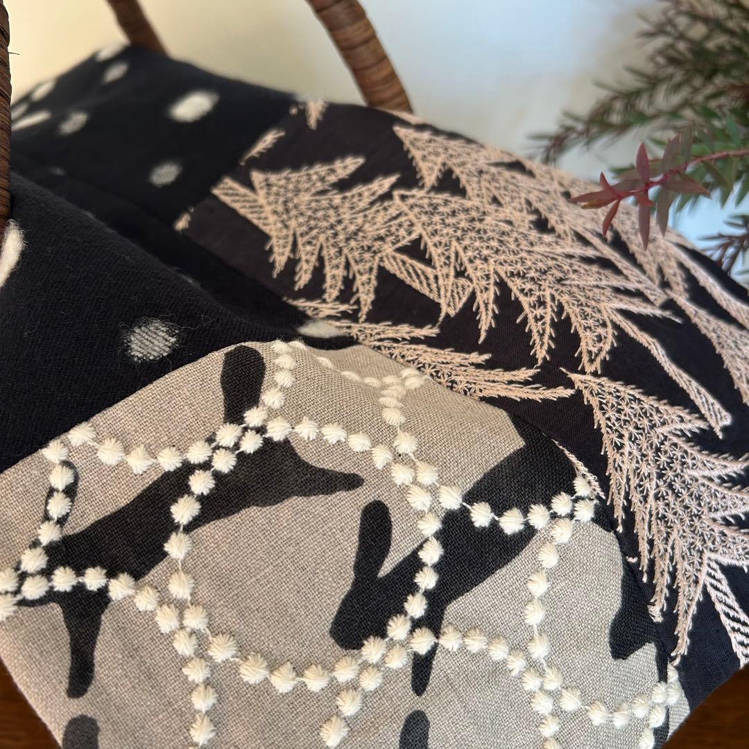 冬を楽しむバスケットカバー＊ミナペルホネンハギレ＊フランスリネン＊マルチカバー