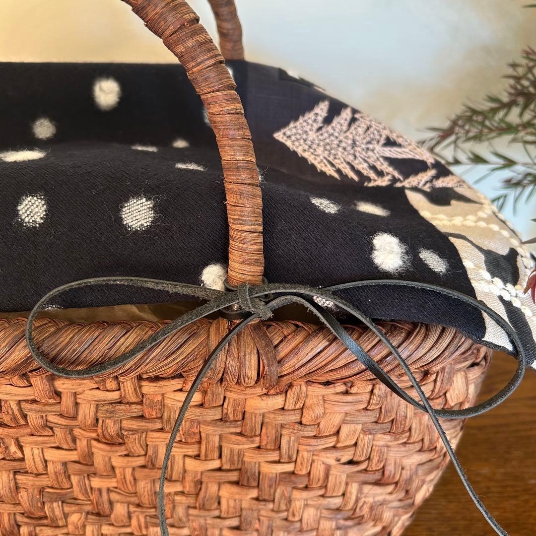 冬を楽しむバスケットカバー＊ミナペルホネンハギレ＊フランスリネン＊マルチカバー