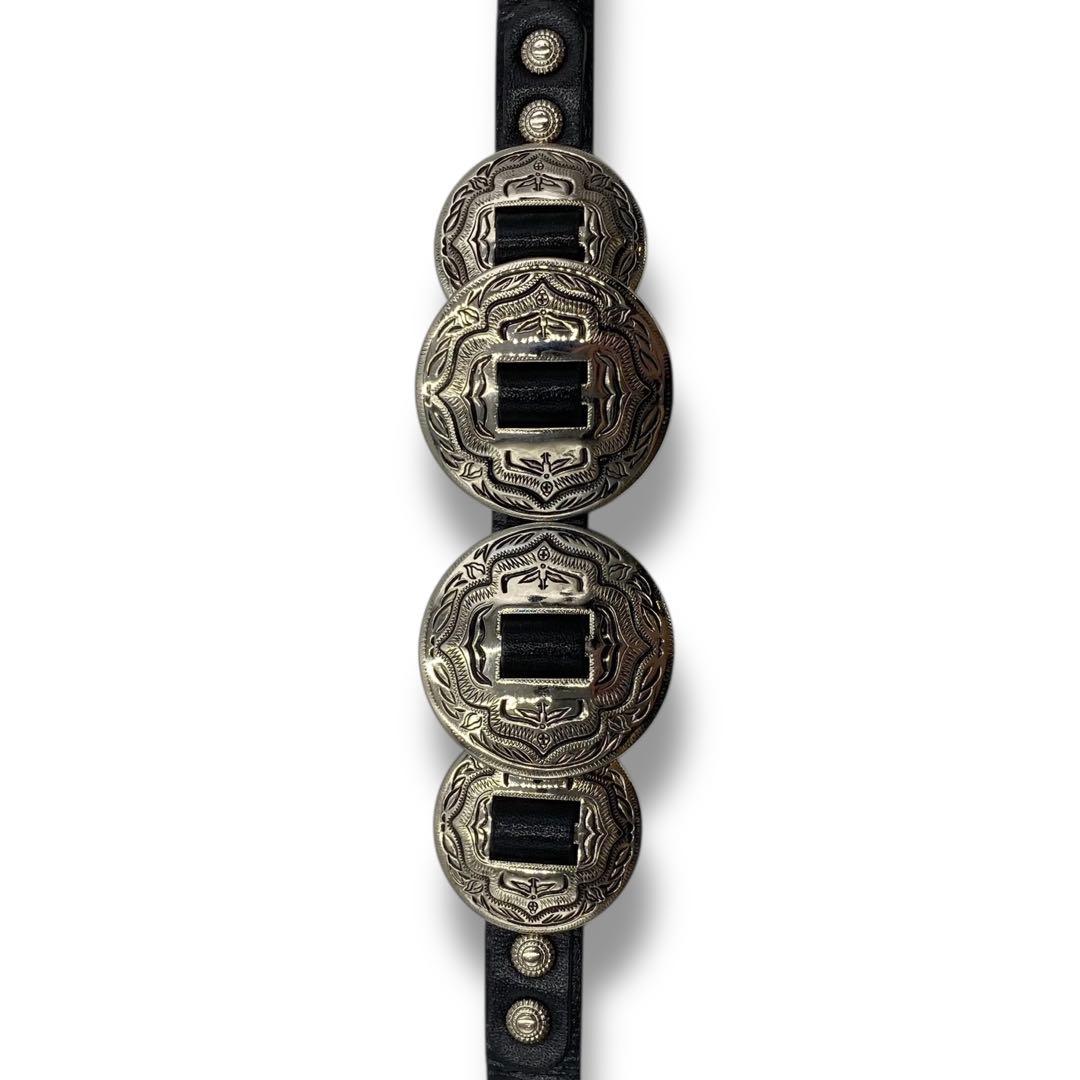 美品 TOGA トーガ メタル コンチョ ベルト レザー メンズ ブラック 希少