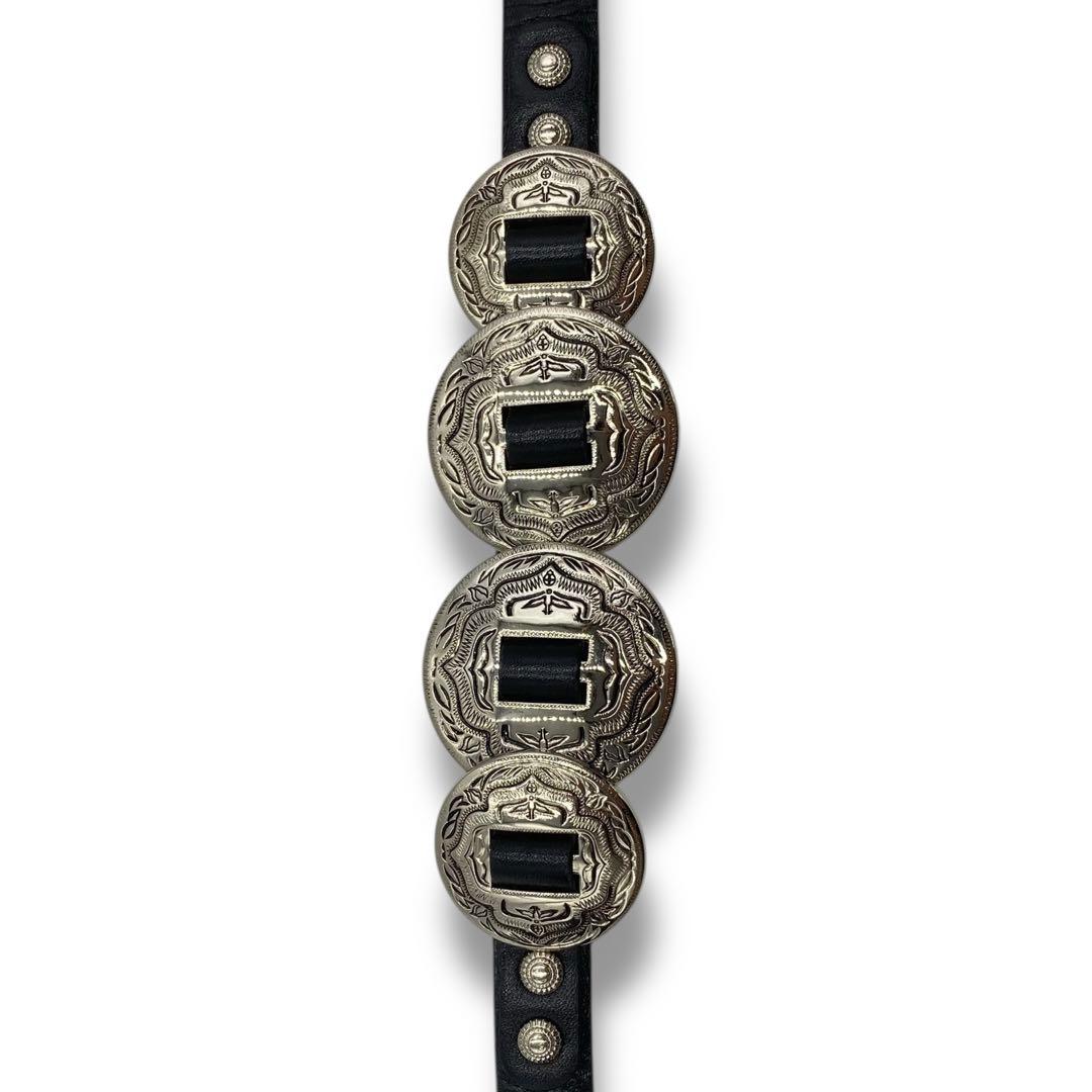 美品 TOGA トーガ メタル コンチョ ベルト レザー メンズ ブラック 希少