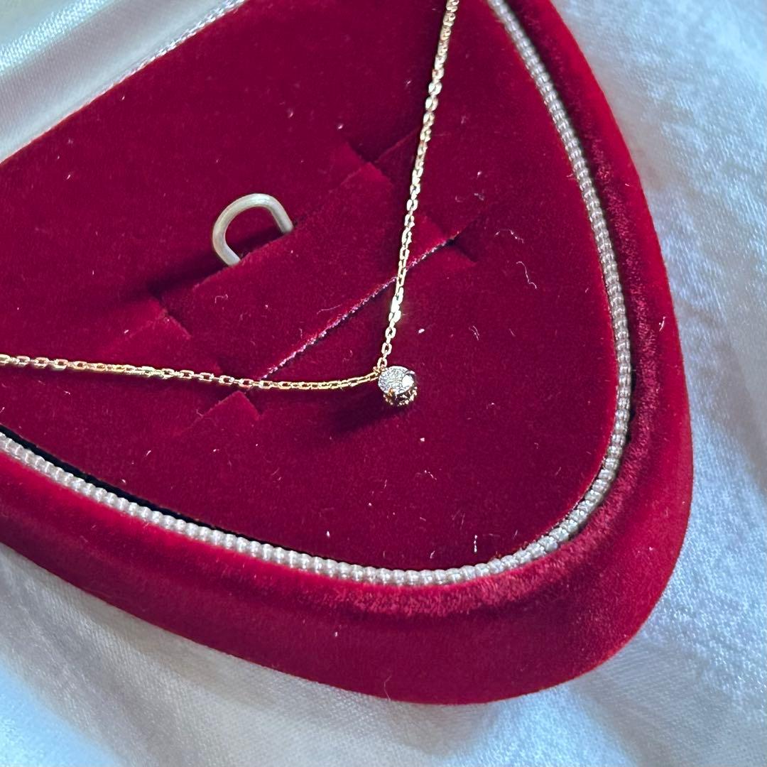 agate K18 ダイヤモンド　一粒　ネックレス　18金