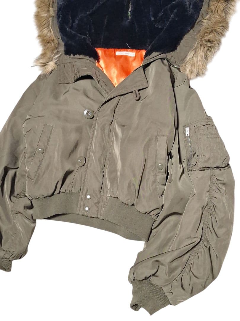 Y2K N2B カーキ　ブルゾン　短丈 フライト ボンバー ジャケット　ファー
