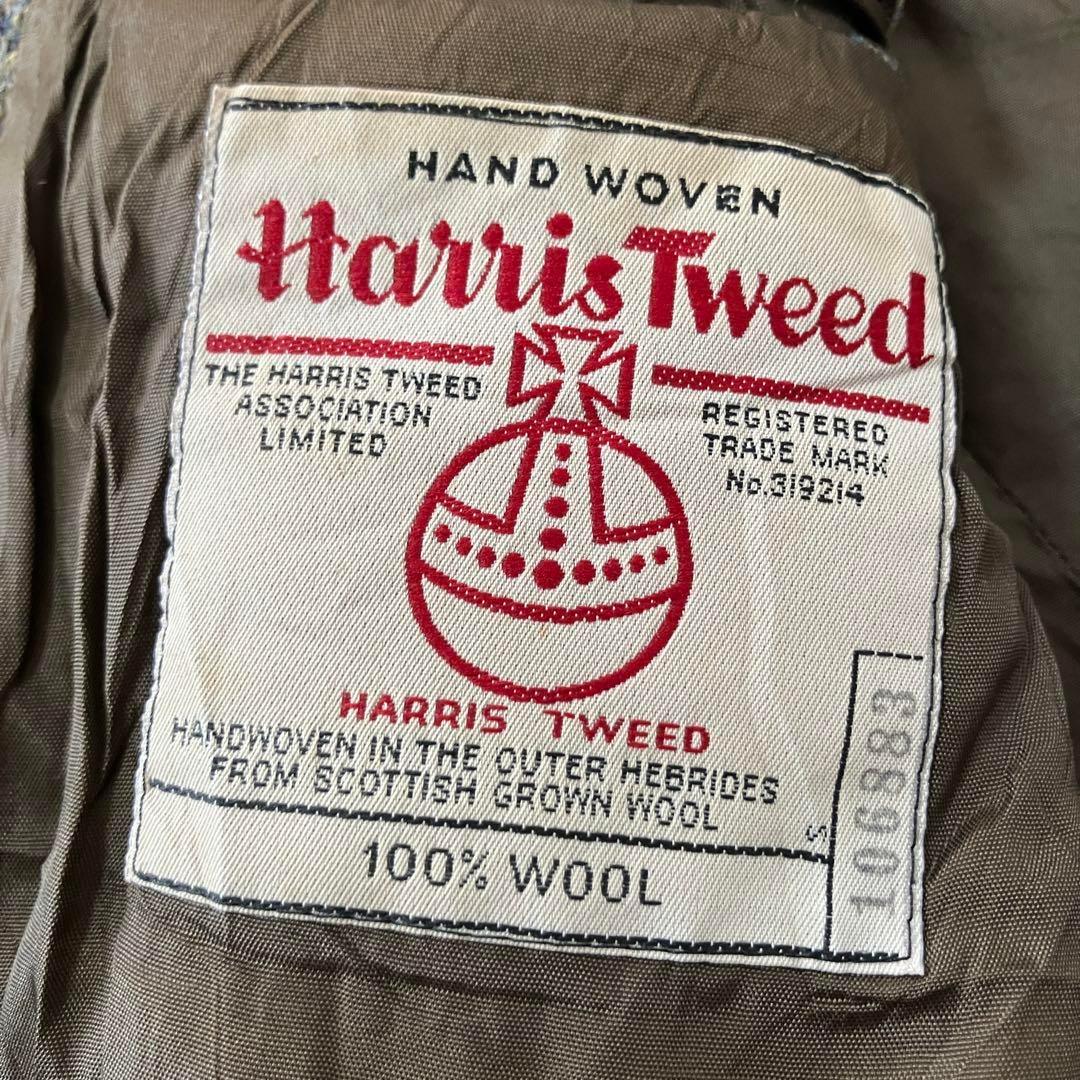 ハリスツイード ウールテーラードジャケット 千鳥格子チェック マルチカラー
