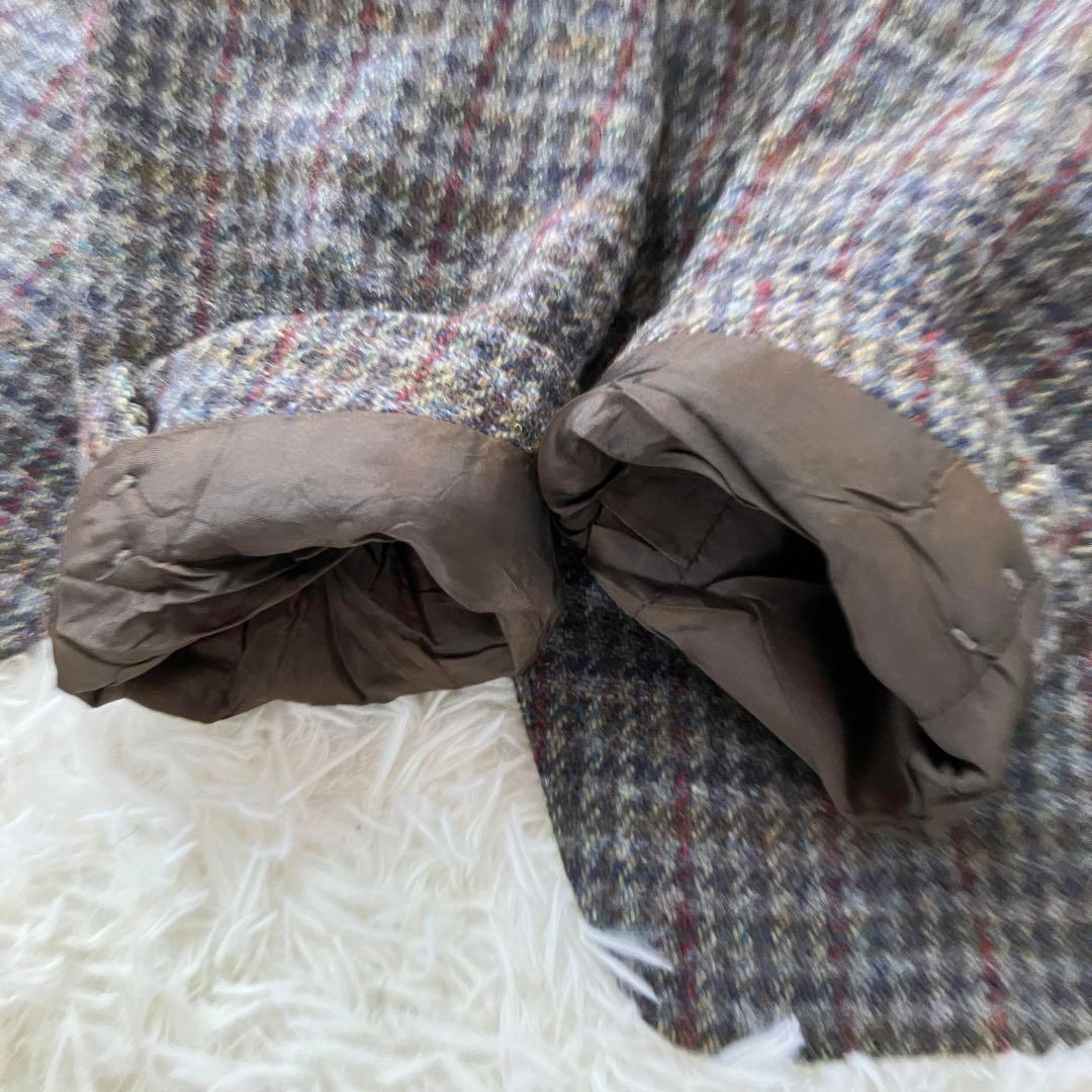 ハリスツイード ウールテーラードジャケット 千鳥格子チェック マルチカラー