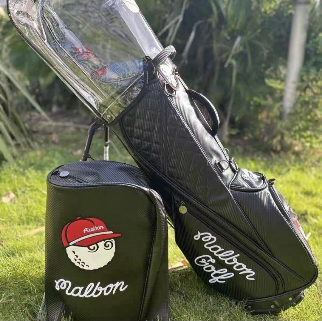 キャディーバッグ　黒　マルボンゴルフ MALBON GOLF スタンド