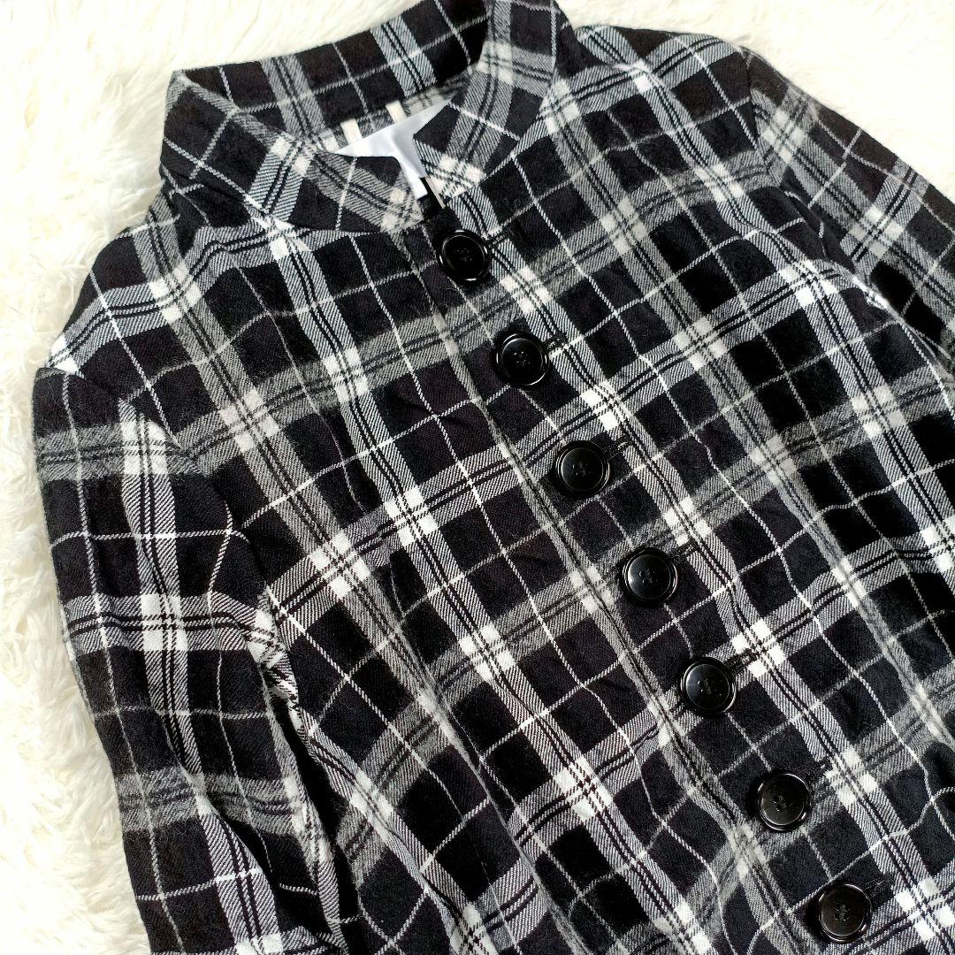 23AW美品✨タオコムデギャルソン現行 ウール縮絨 チェックドレスコート　S