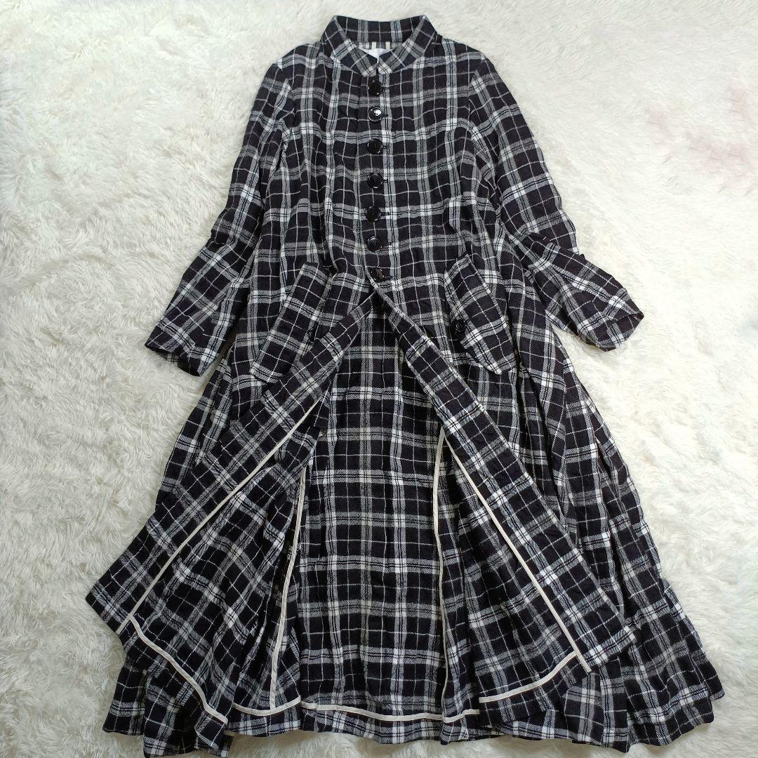 23AW美品✨タオコムデギャルソン現行 ウール縮絨 チェックドレスコート　S