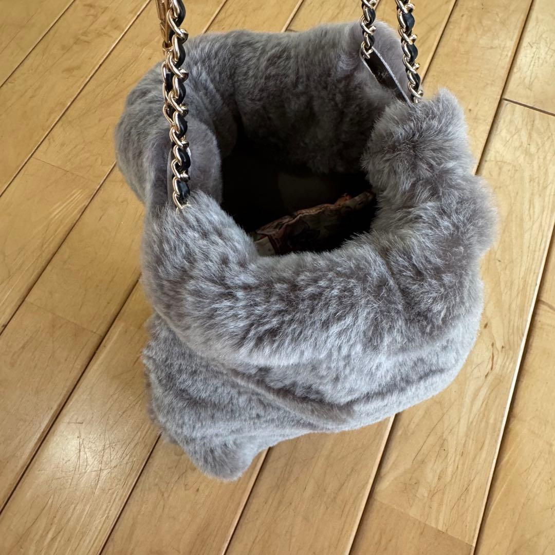ハンドメイド⭐️羊革シープスキンムートン　ボア　チェーンバッグ