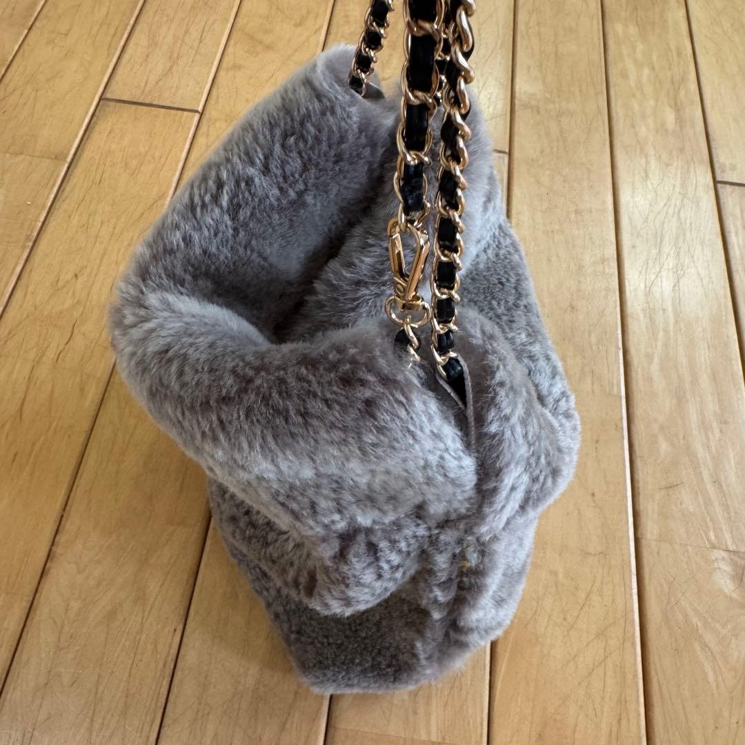 ハンドメイド⭐️羊革シープスキンムートン　ボア　チェーンバッグ