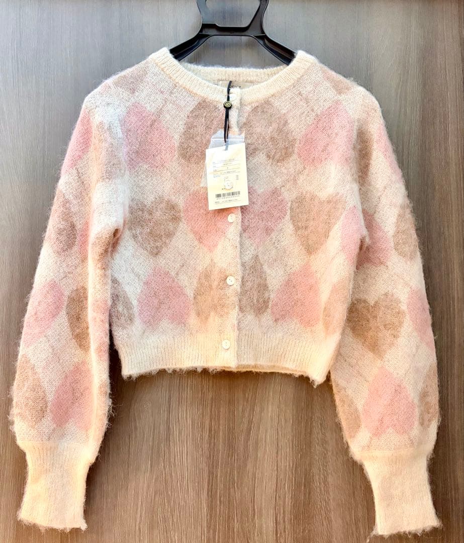 DEICY デイシー ハートアーガイルカーディガン ピンク新品