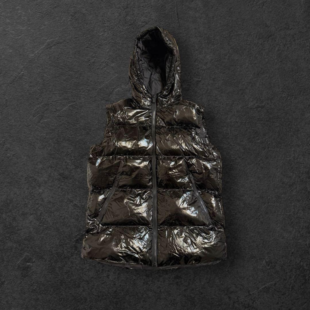 【美品】ZARA ザラ 超光沢 ダウンベスト フード M y2k 中綿