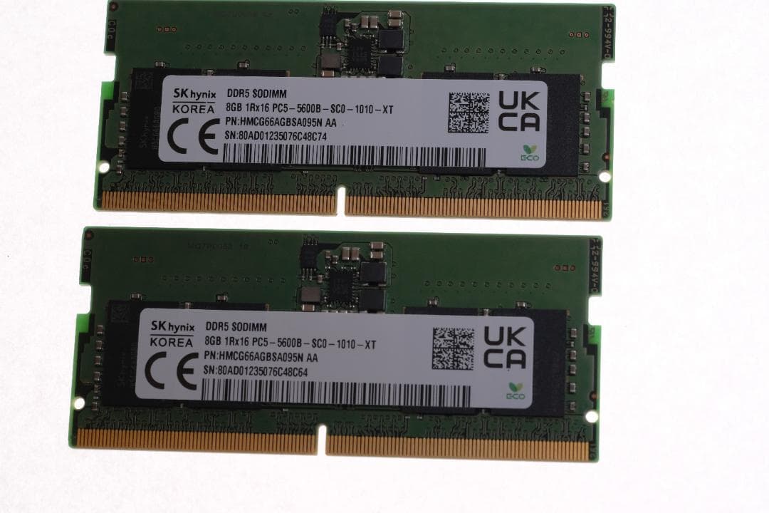 SK hynix純正 DDR5-5600B 16GB (8GB×2枚) 新品外し