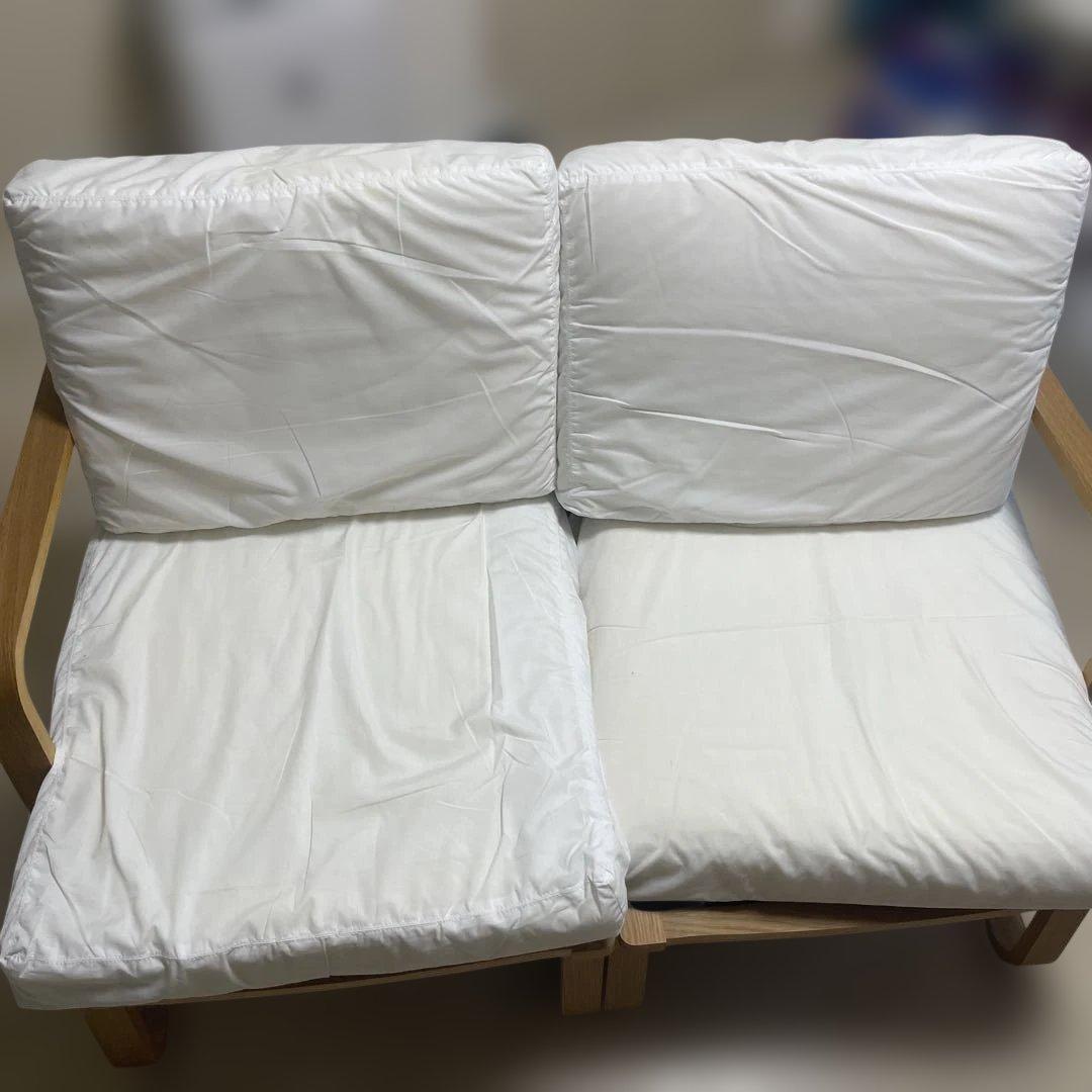 無印良品リビングでもダイニングでもつかえるソファチェア・オーク材　　2人掛け