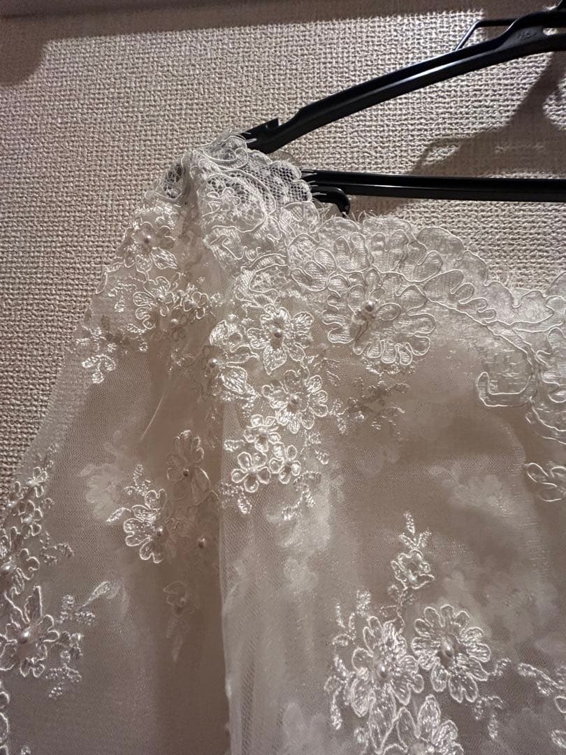 ウェディングボレロ レース パール ボレロ 七分袖 ホワイト 結婚式 ブライダル