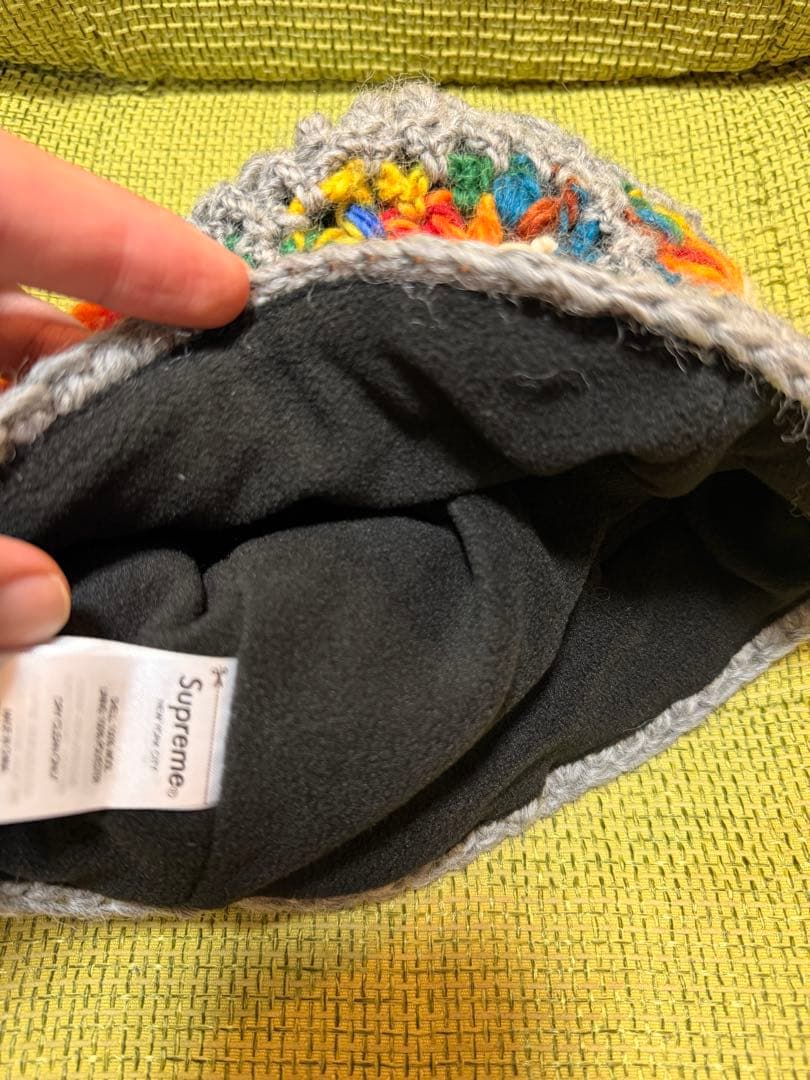 Supreme 花柄刺繍 ニット帽 グレー