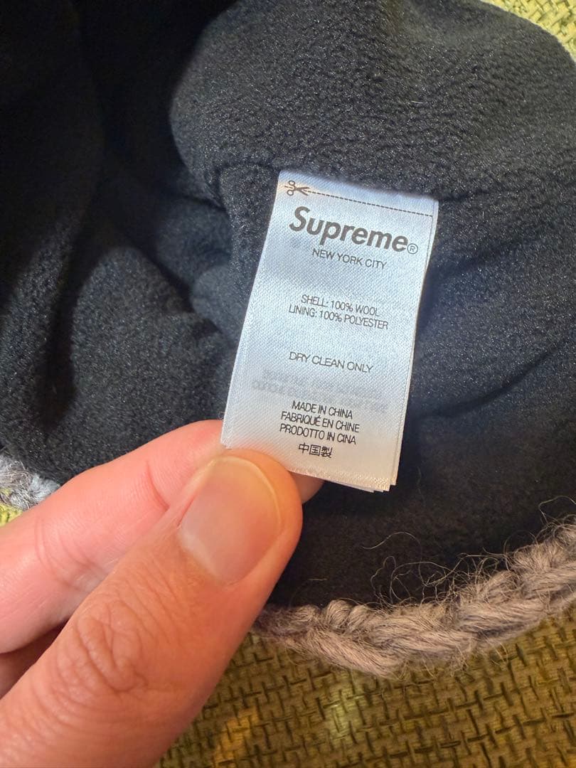 Supreme 花柄刺繍 ニット帽 グレー