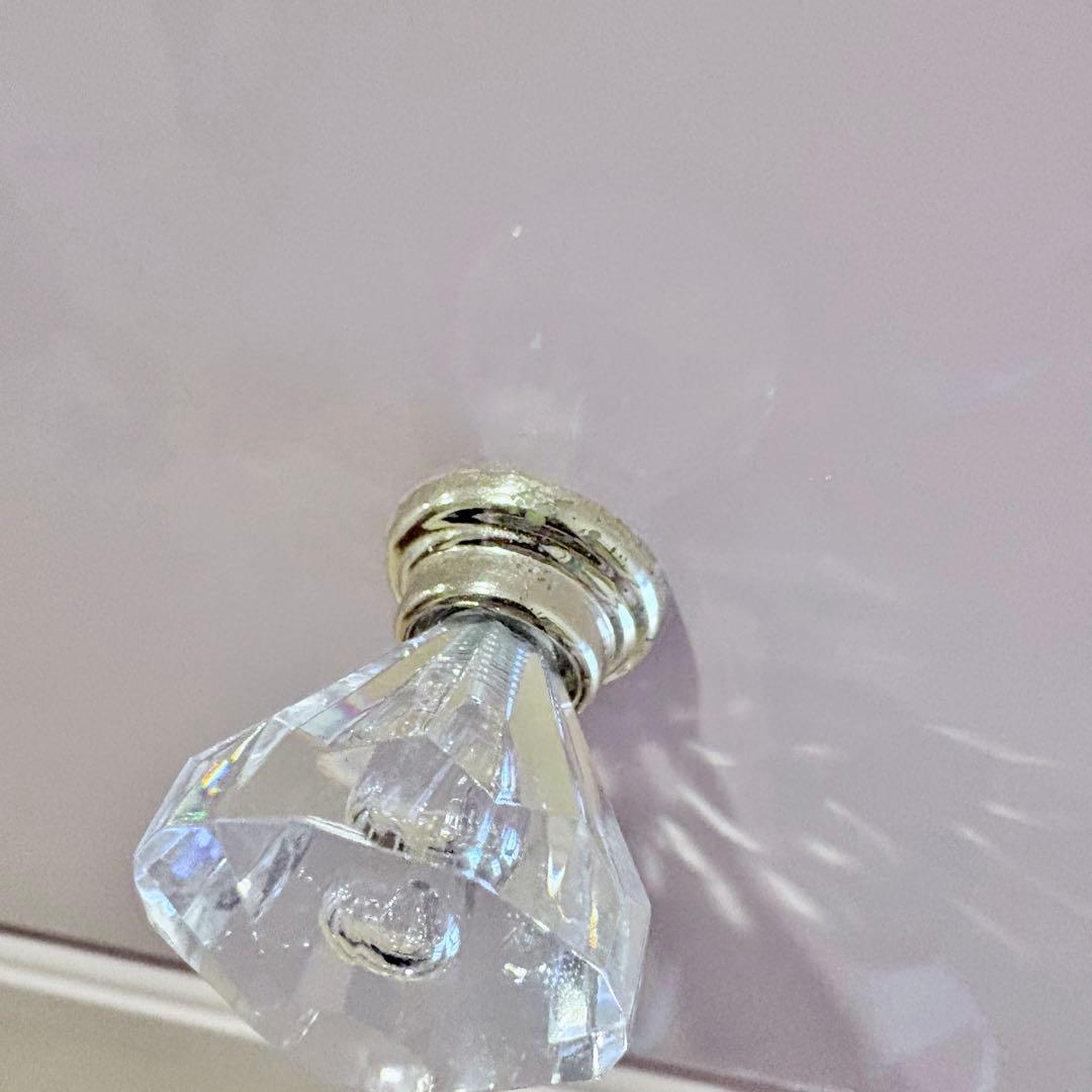 6段チェスト ピンク クリスタル取っ手 鏡面仕上げ