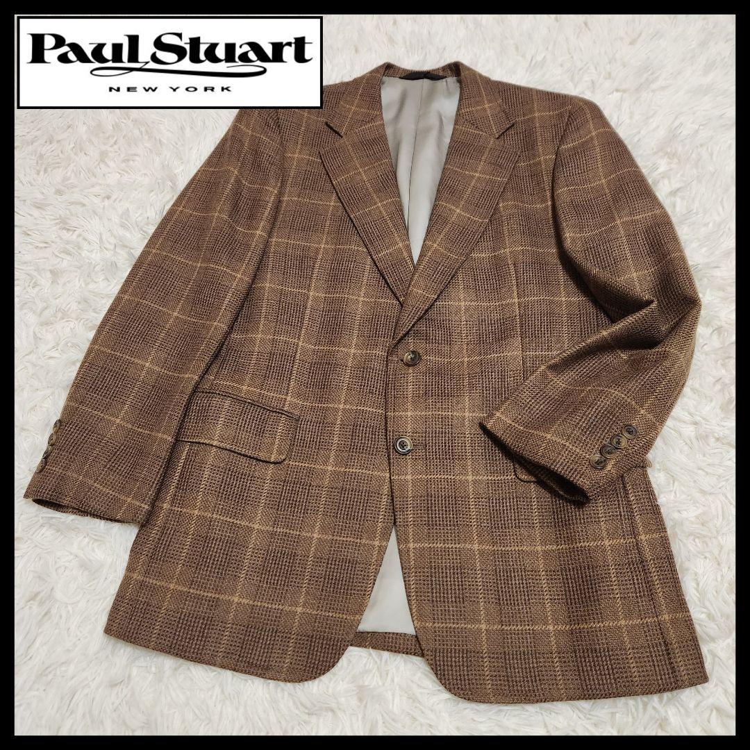 【美品】ポールスチュアート チェック テーラードジャケット ブラウン