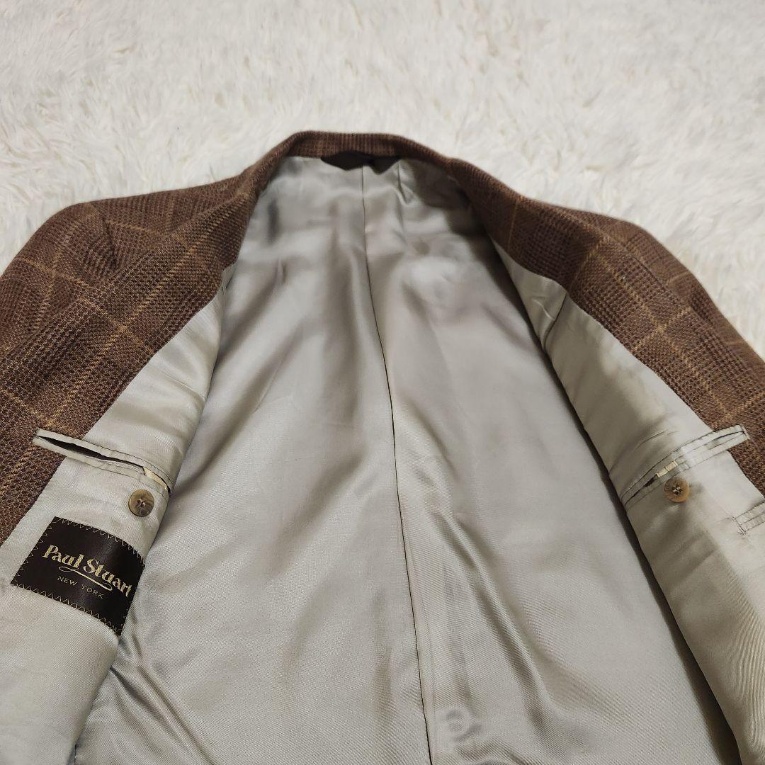 【美品】ポールスチュアート チェック テーラードジャケット ブラウン