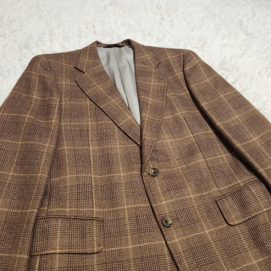 【美品】ポールスチュアート チェック テーラードジャケット ブラウン