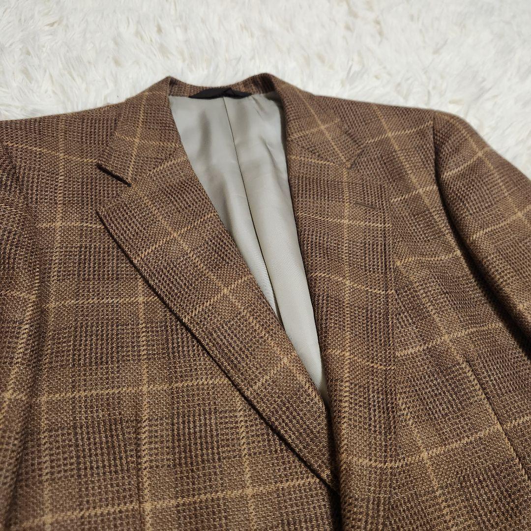 【美品】ポールスチュアート チェック テーラードジャケット ブラウン