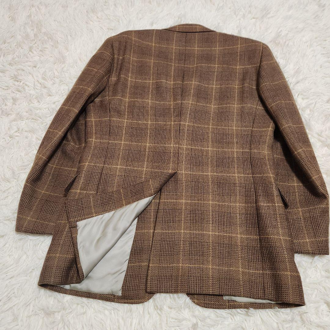 【美品】ポールスチュアート チェック テーラードジャケット ブラウン