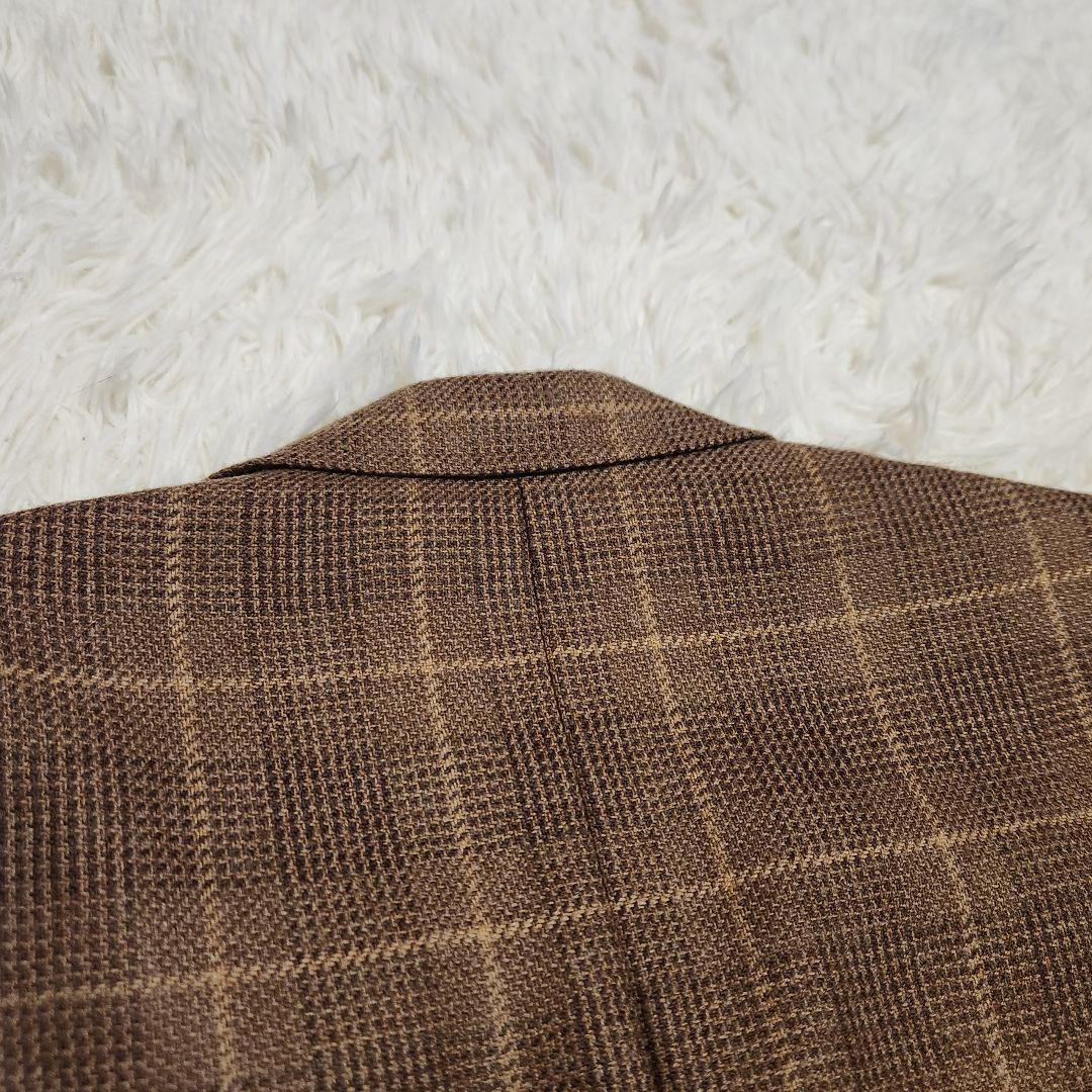 【美品】ポールスチュアート チェック テーラードジャケット ブラウン