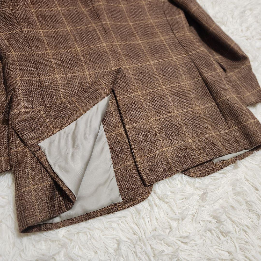 【美品】ポールスチュアート チェック テーラードジャケット ブラウン