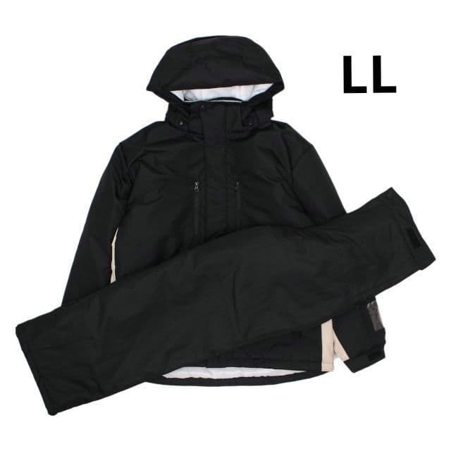 スキーウェア メンズ 上下セット 撥水加工 チケットホルダー付 ブラック LL