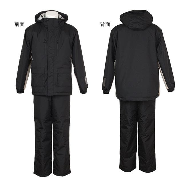 スキーウェア メンズ 上下セット 撥水加工 チケットホルダー付 ブラック LL