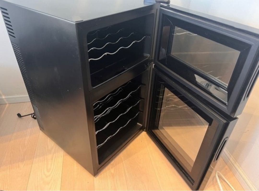 価格相談可ワインセラー 2ドア ブラック ガラス扉