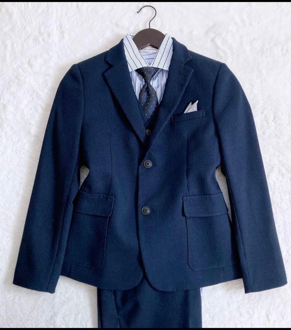 CHOPIN 男の子 フォーマルスーツ スリーピース 紺色 ストライプ 150