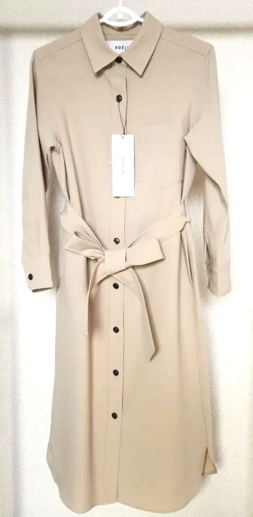 【新品】SOÉIU ソージュ ソフトオックスシャツ ワンピース ベージュ XS