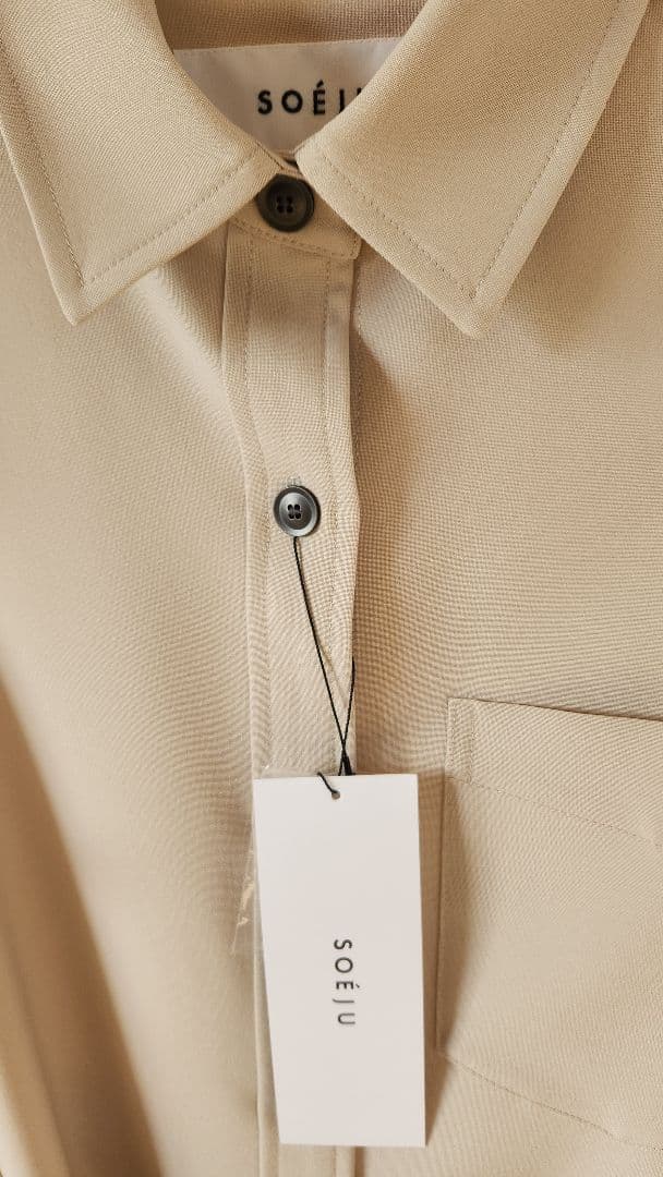 【新品】SOÉIU ソージュ ソフトオックスシャツ ワンピース ベージュ XS