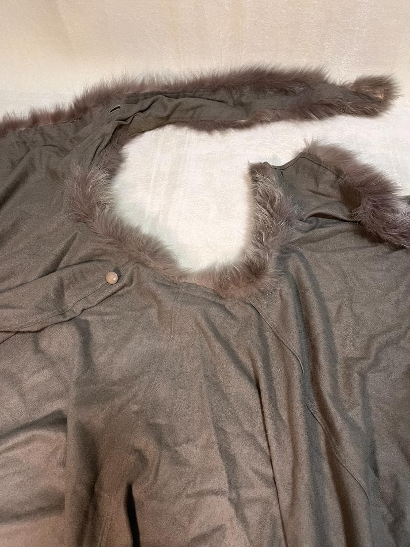 は*な様 ファー付ケープ ポンチョ カシミヤ ミンク アンゴラ カーキブラウン