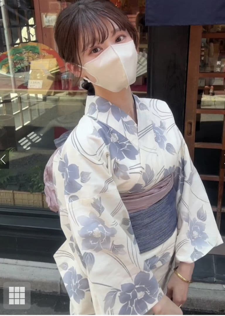 ②新品☆GRL☆グレイル☆ぼかし花柄☆浴衣☆ラメ☆シアー☆しわ☆兵児帯☆セット