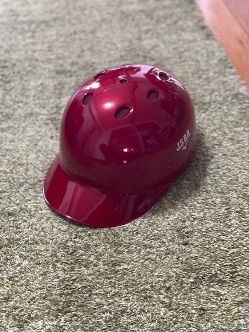 新品ミズノJSBB 軟式キャッチャーヘルメット メタリックレッド 収納袋付き