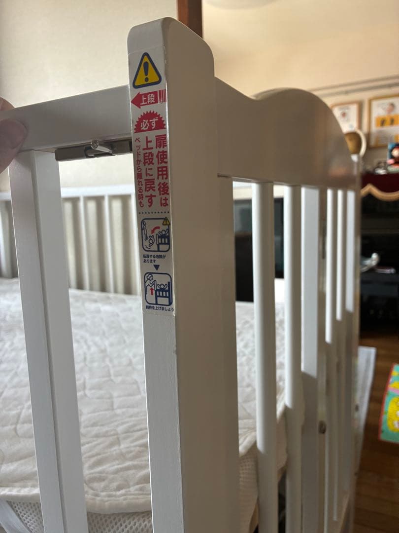 【枠を開いて留めるだけ！】ベビーベッド折りたたみハイタイプ