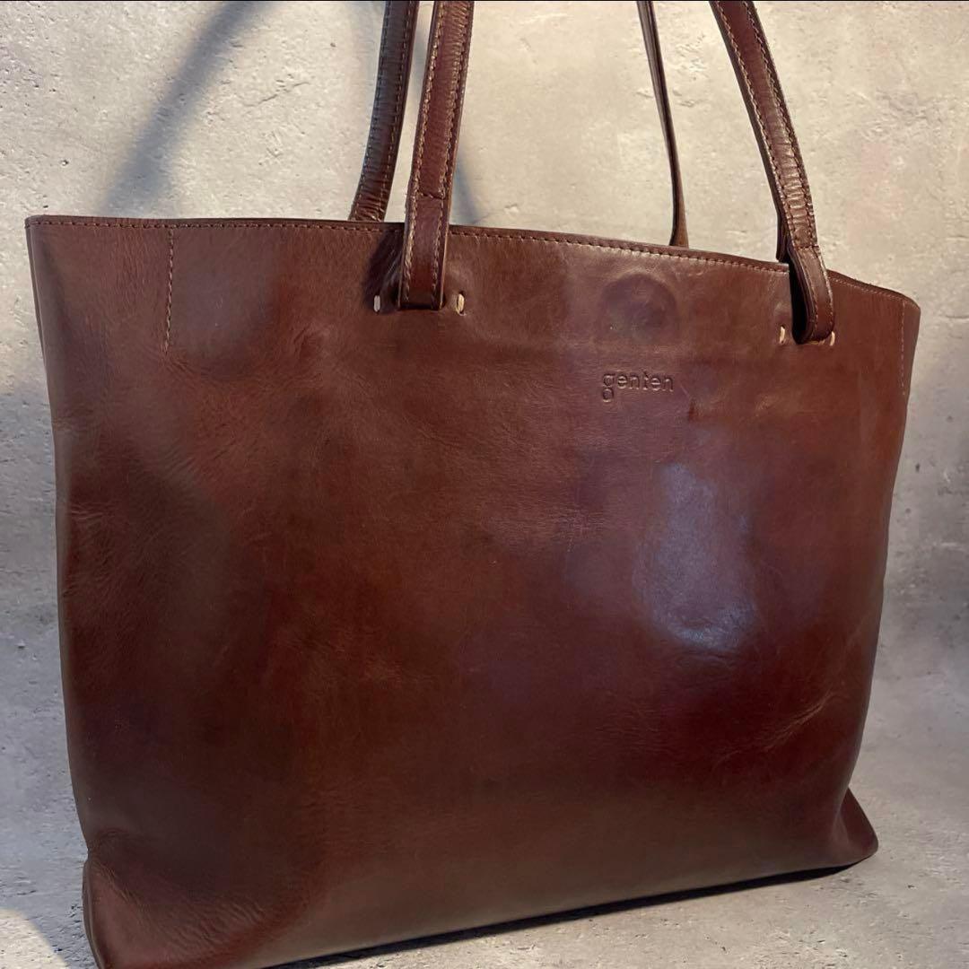 ゲンテン　アマーノ　トートバッグ　肩がけ　ダークブラウン