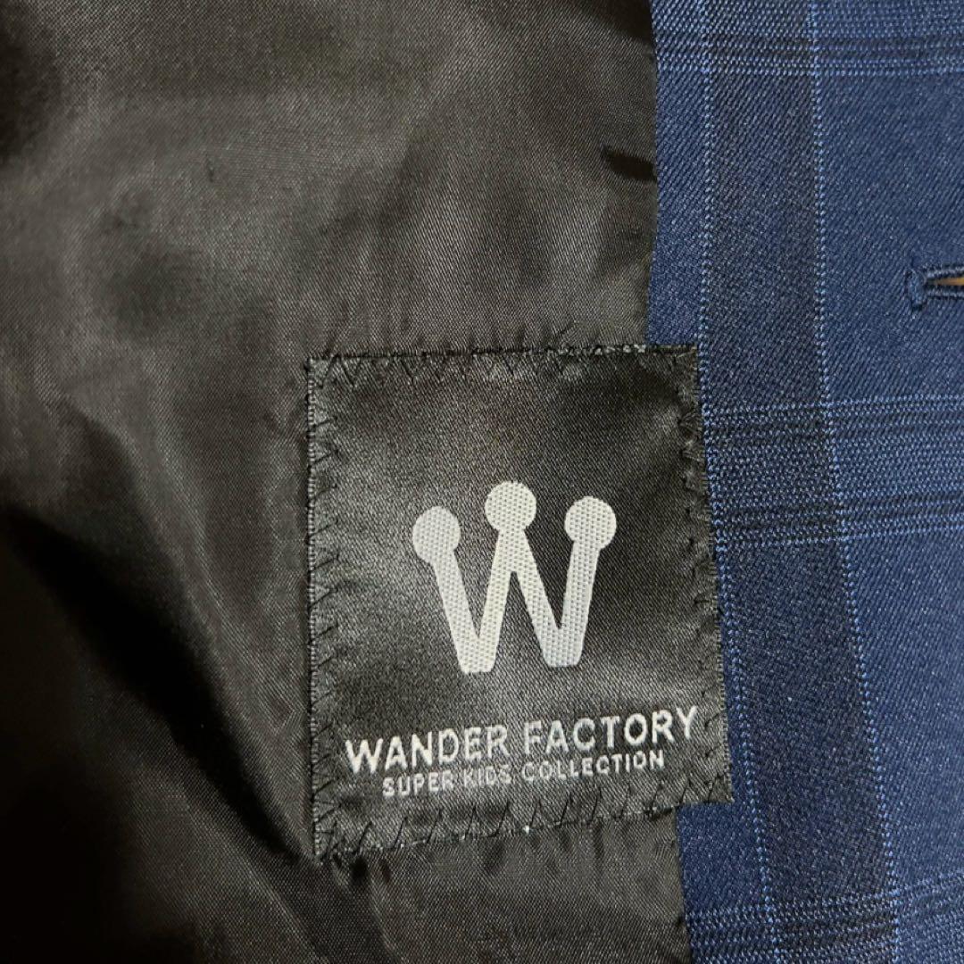 男の子 卒業式 WANDER FACTORY ネイビーチェックスーツ 160