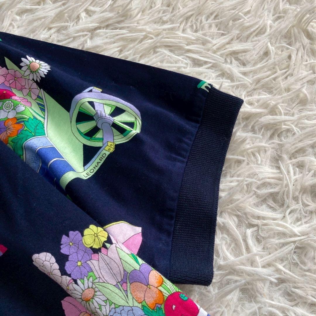 《良品》 LEONARD ポロシャツ ネイビー M 総柄 トロピカル オシャレ