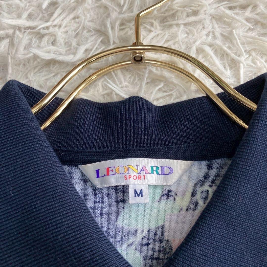 《良品》 LEONARD ポロシャツ ネイビー M 総柄 トロピカル オシャレ