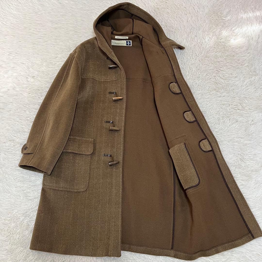 【美品】グローバーオール　キングストン　ヘリンボーンウール　ロングダッフルコート