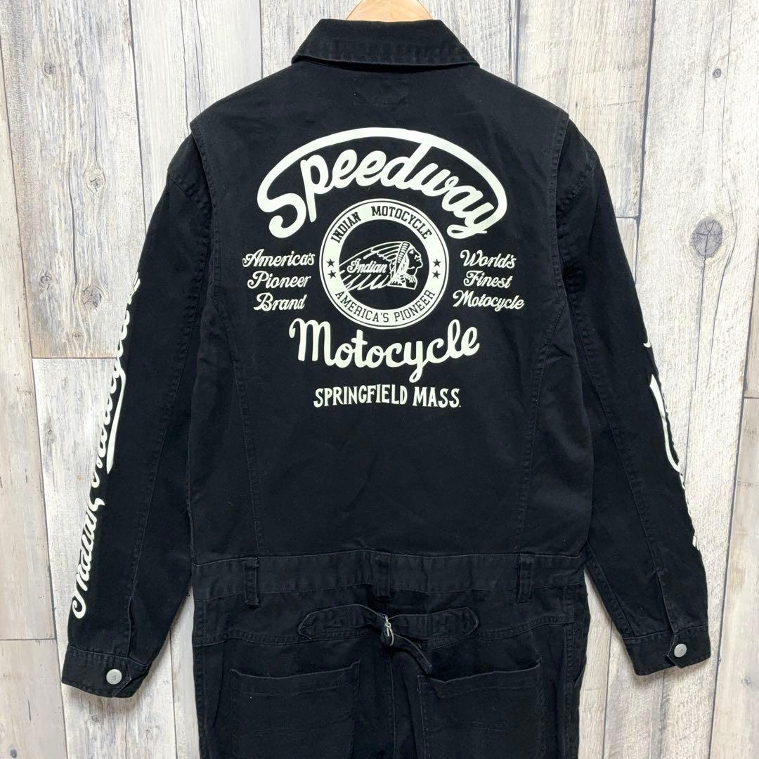 インディアンモーターサイクル オールインワン オーバーオール つなぎ ブラックM